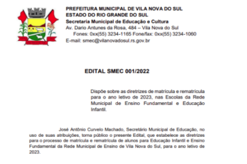 Edital 001/2022 Smec